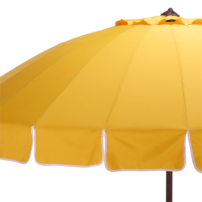 Safavieh Panza 9 Ft Metal and Fabric Crank Umbrella in Yellow