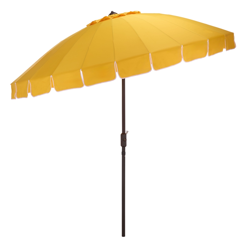 Safavieh Panza 9 Ft Metal and Fabric Crank Umbrella in Yellow