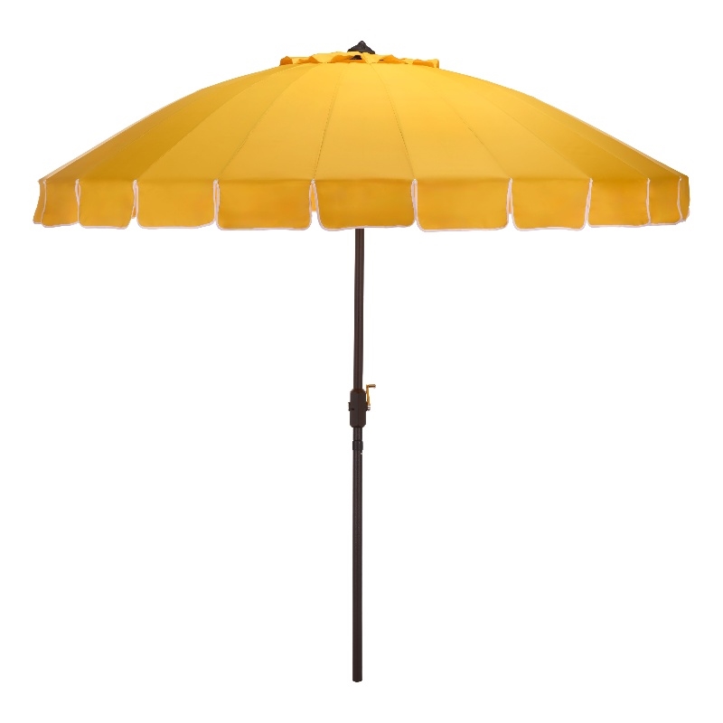 Safavieh Panza 9 Ft Metal and Fabric Crank Umbrella in Yellow