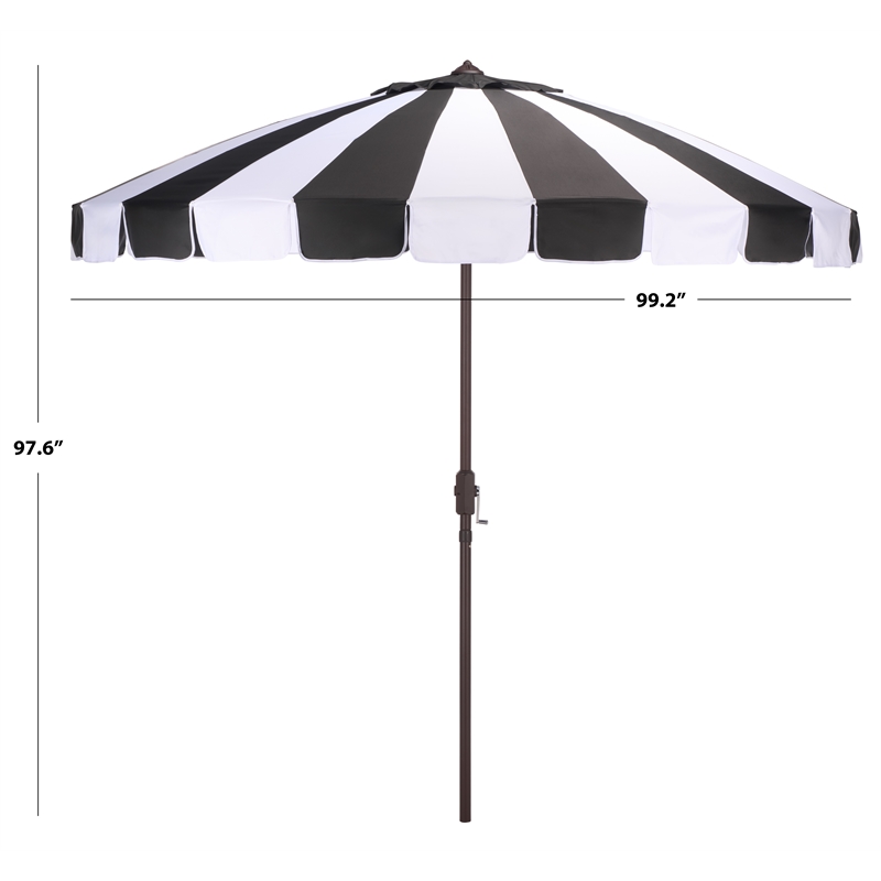 Safavieh Buti 9 Ft Metal and Fabric Crank Umbrella in Black