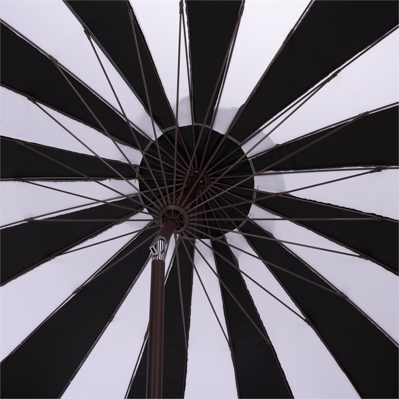 Safavieh Buti 9 Ft Metal and Fabric Crank Umbrella in Black