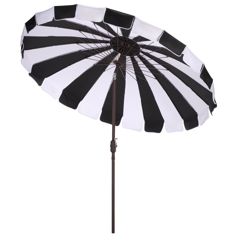 Safavieh Buti 9 Ft Metal and Fabric Crank Umbrella in Black