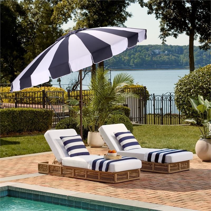 Safavieh Buti 9 Ft Metal and Fabric Crank Umbrella in Navy