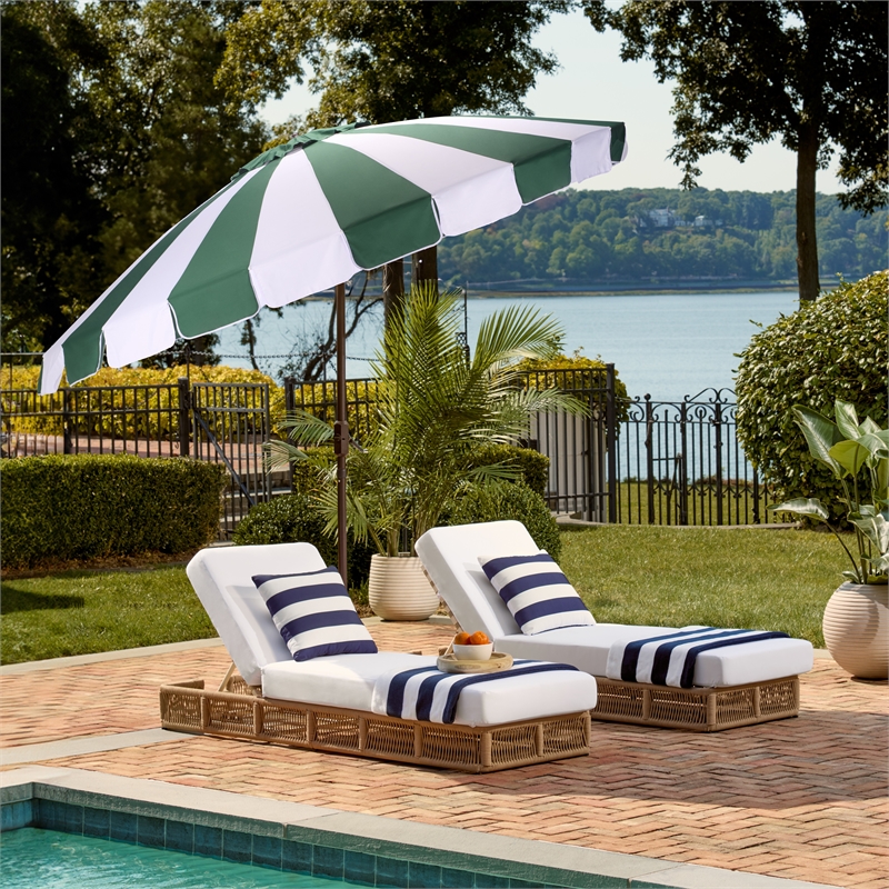 Safavieh Buti 9 Ft Metal and Fabric Crank Umbrella in Green