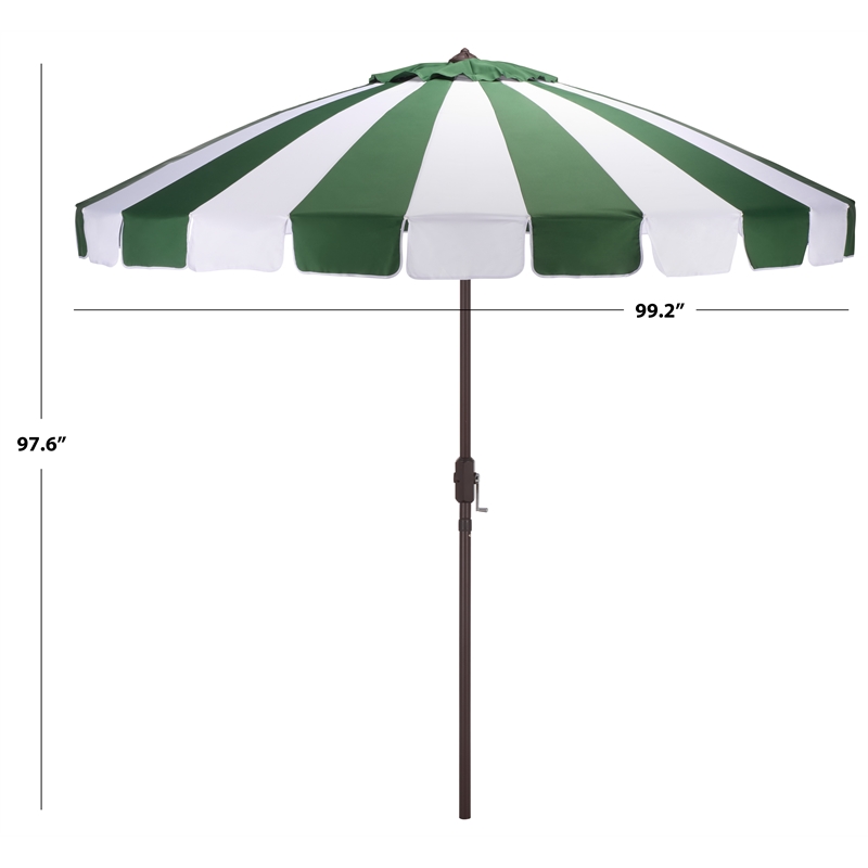 Safavieh Buti 9 Ft Metal and Fabric Crank Umbrella in Green