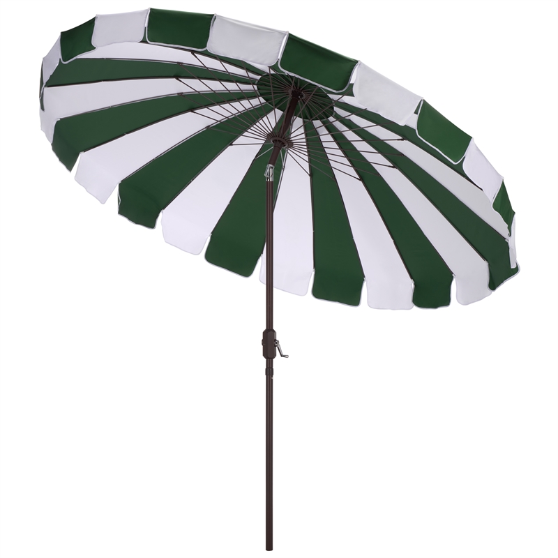 Safavieh Buti 9 Ft Metal and Fabric Crank Umbrella in Green