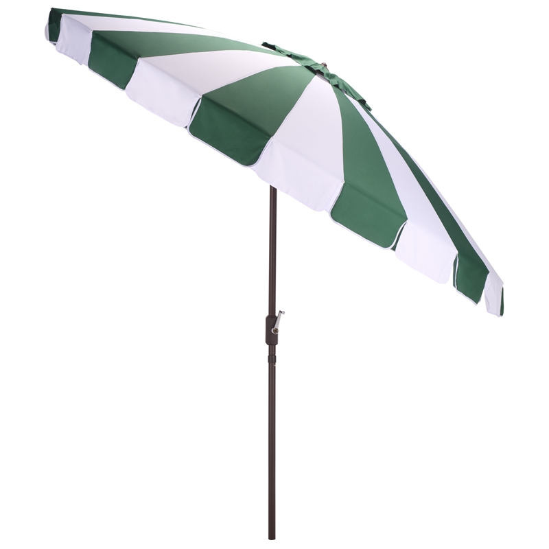 Safavieh Buti 9 Ft Metal and Fabric Crank Umbrella in Green