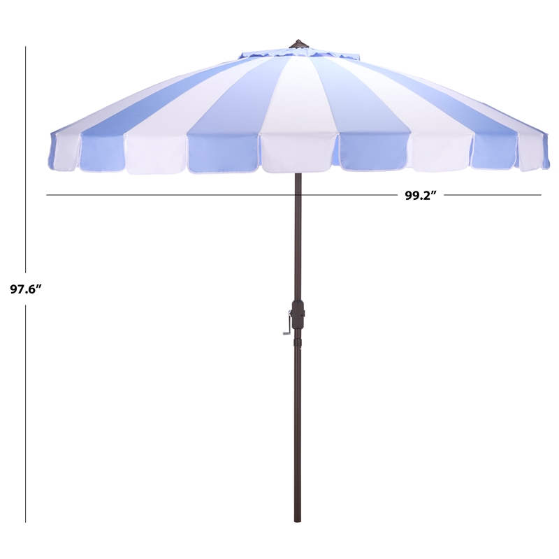 Safavieh Buti 9 Ft Metal and Fabric Crank Umbrella in Baby Blue