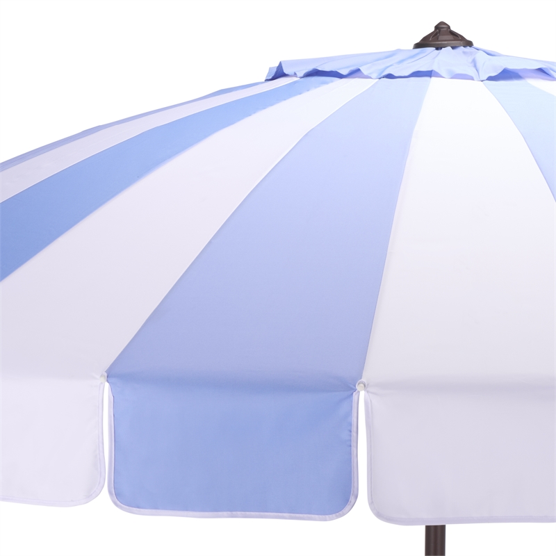 Safavieh Buti 9 Ft Metal and Fabric Crank Umbrella in Baby Blue