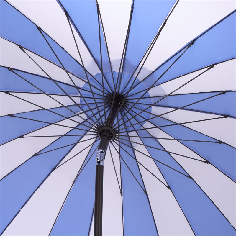 Safavieh Buti 9 Ft Metal and Fabric Crank Umbrella in Baby Blue