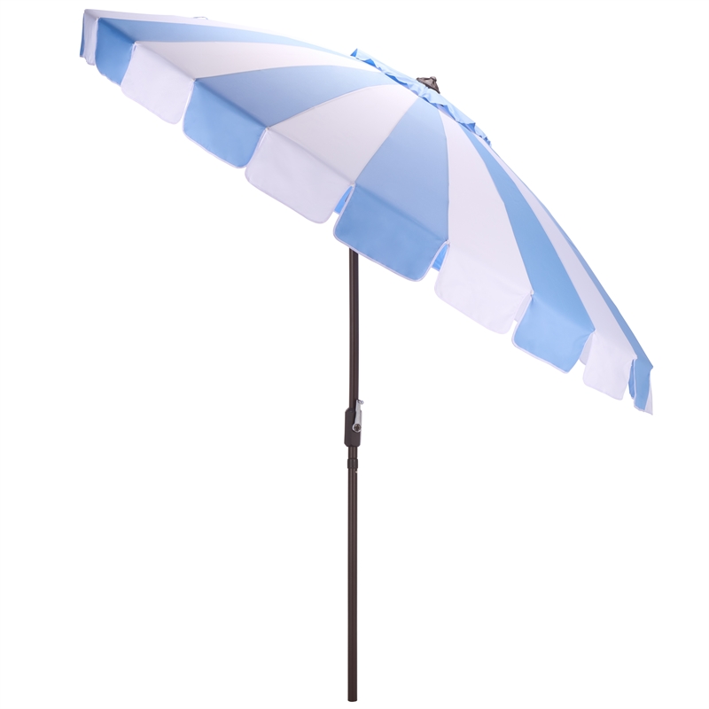 Safavieh Buti 9 Ft Metal and Fabric Crank Umbrella in Baby Blue