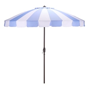 Safavieh Buti 9 Ft Metal and Fabric Crank Umbrella in Baby Blue