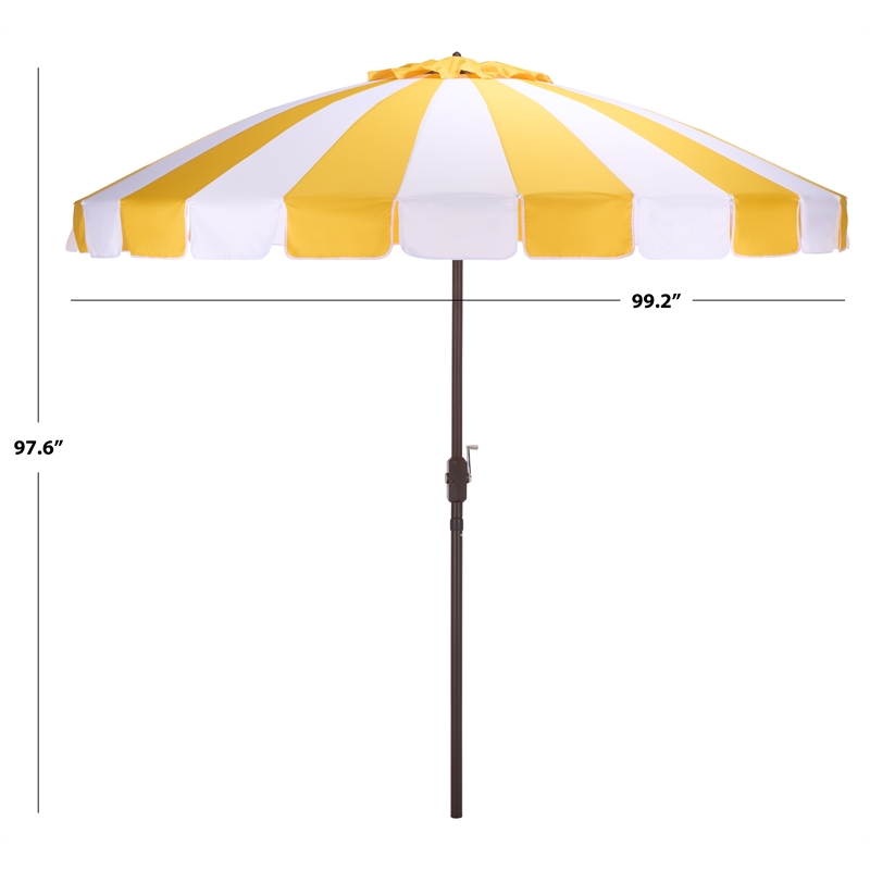 Safavieh Buti 9 Ft Metal and Fabric Crank Umbrella in Yellow