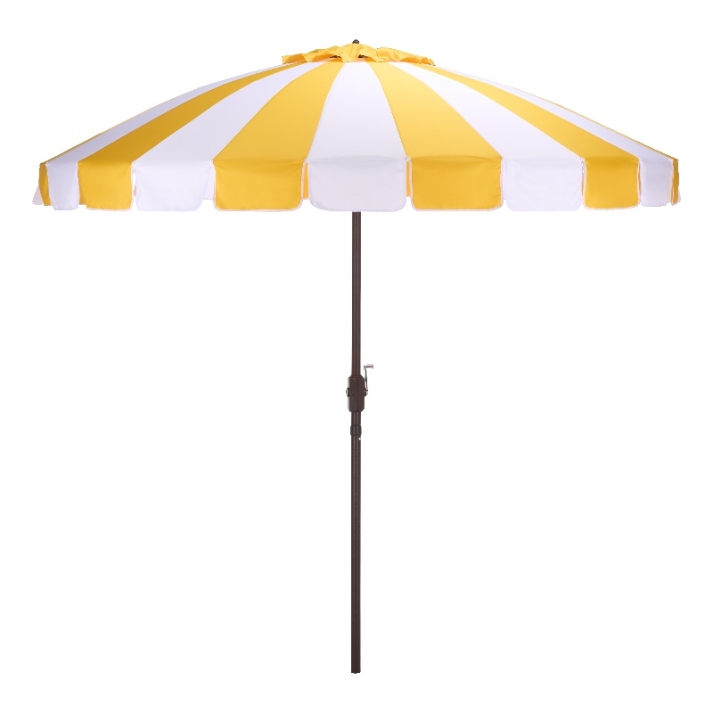 Safavieh Buti 9 Ft Metal and Fabric Crank Umbrella in Yellow
