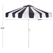 Safavieh Meze  9 Ft Metal and Fabric Crank Umbrella in Black / White
