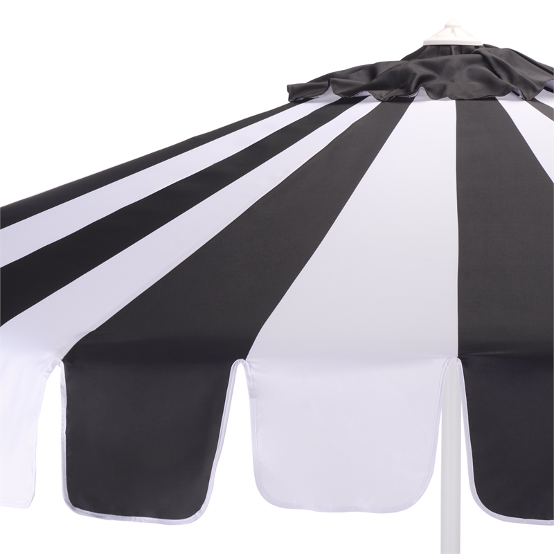 Safavieh Meze  9 Ft Metal and Fabric Crank Umbrella in Black / White