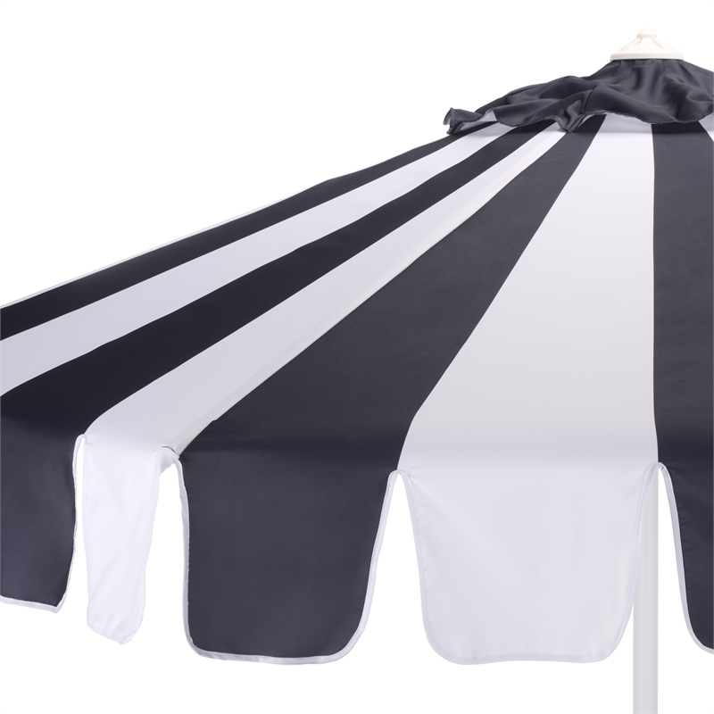 Safavieh Meze  9 Ft Metal and Fabric Crank Umbrella  in Navy / White