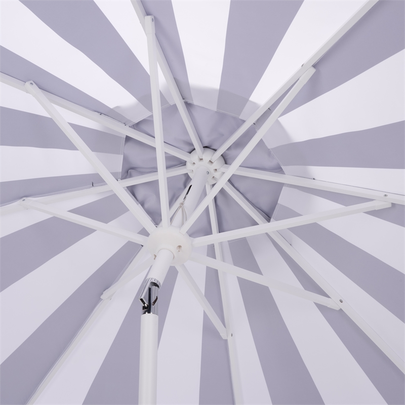 Safavieh Meze  9 Ft Metal and Fabric Crank Umbrella  in Navy / White