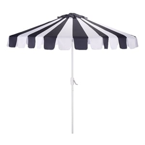 Safavieh Meze  9 Ft Metal and Fabric Crank Umbrella  in Navy / White