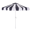 Safavieh Meze  9 Ft Metal and Fabric Crank Umbrella  in Navy / White