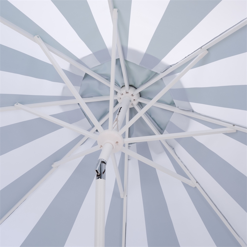 Safavieh Meze  9 Ft Metal and Fabric Crank Umbrella  in Green  / White