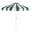 Safavieh Meze  9 Ft Metal and Fabric Crank Umbrella  in Green  / White