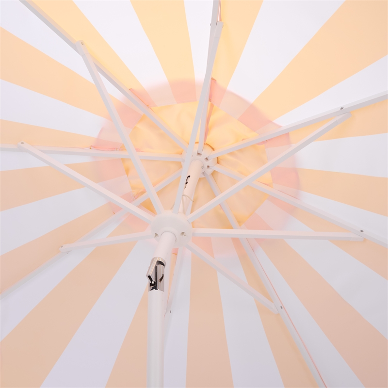 Safavieh Meze  9 Ft Metal and Fabric Crank Umbrella in Yellow / White