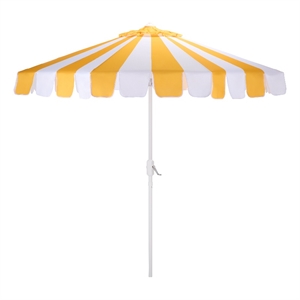 Safavieh Meze  9 Ft Metal and Fabric Crank Umbrella in Yellow / White