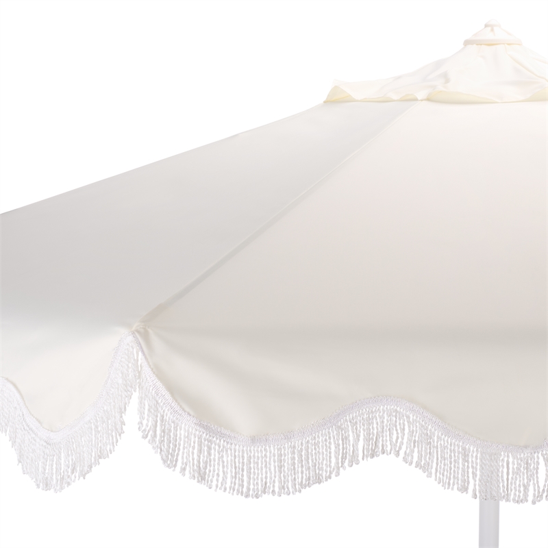 Safavieh Torsa 9 Ft Metal and Fabric Crank Umbrella in Ivory / White