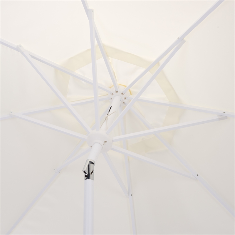 Safavieh Torsa 9 Ft Metal and Fabric Crank Umbrella in Ivory / White