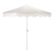 Safavieh Torsa 9 Ft Metal and Fabric Crank Umbrella in Ivory / White