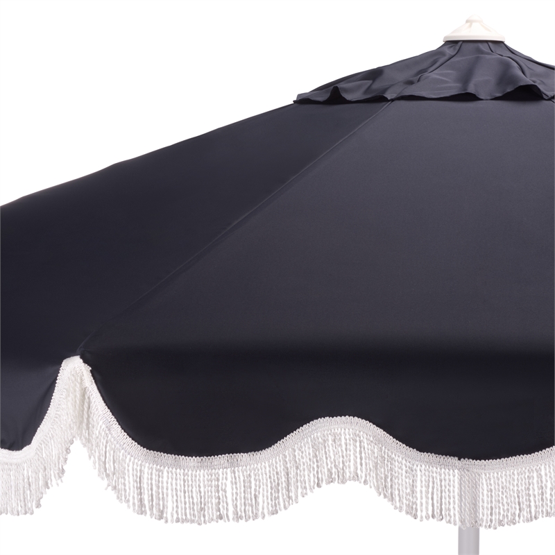 Safavieh Torsa 9 Ft Metal and Fabric Crank Umbrella in Navy / White