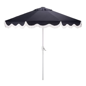 Safavieh Torsa 9 Ft Metal and Fabric Crank Umbrella in Navy / White