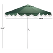 Safavieh Torsa 9 Ft Metal and Fabric Crank Umbrella in Green / White