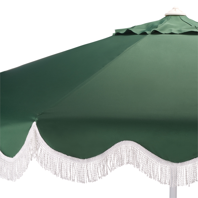Safavieh Torsa 9 Ft Metal and Fabric Crank Umbrella in Green / White
