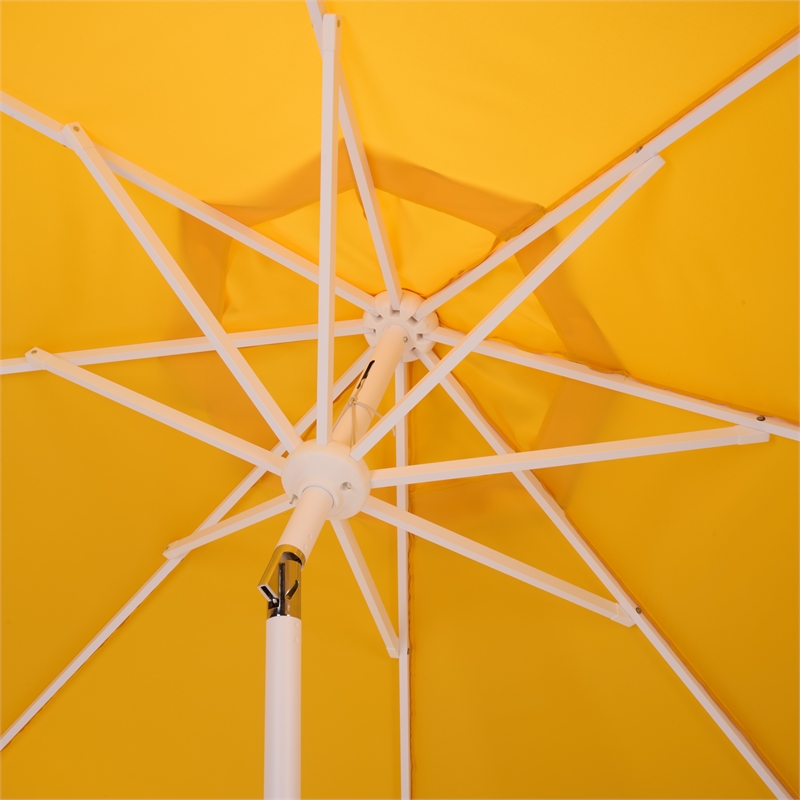 Safavieh Torsa 9 Ft Metal and Fabric Crank Umbrella in Yellow / White