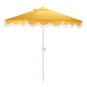 Safavieh Torsa 9 Ft Metal and Fabric Crank Umbrella in Yellow / White
