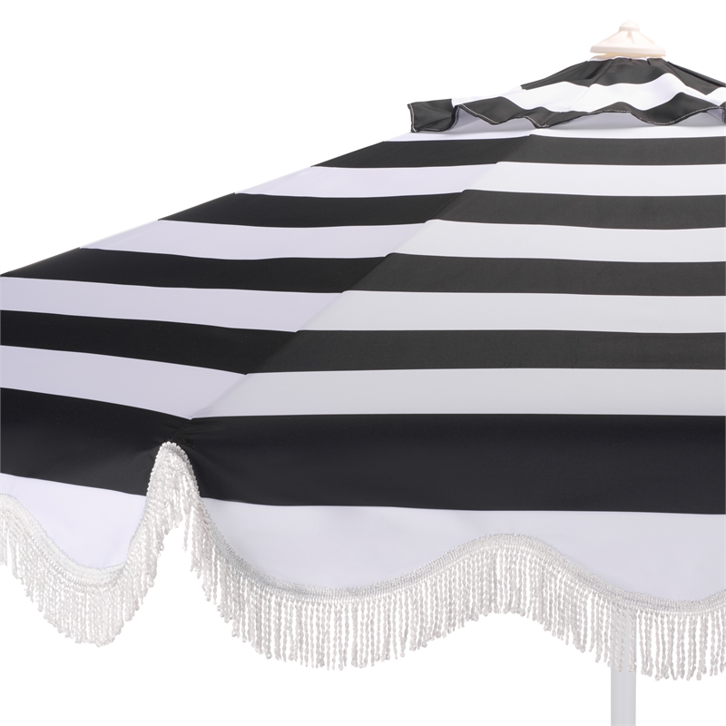 Safavieh Lucerna 9 Ft Metal and Fabric Crank Umbrella in Black / White
