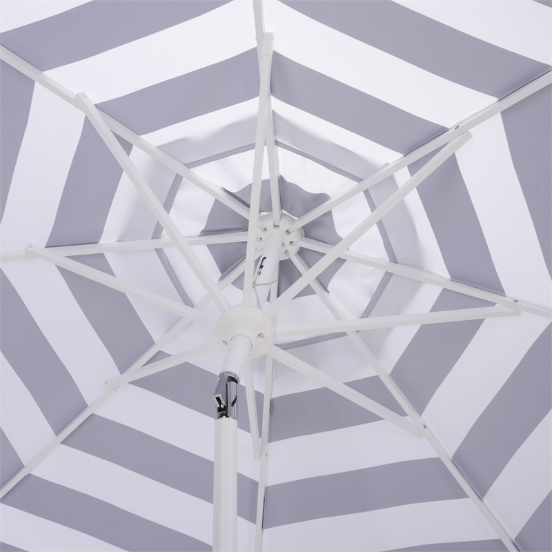 Safavieh Lucerna 9 Ft Metal and Fabric Crank Umbrella in Black / White
