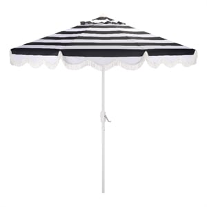 Safavieh Lucerna 9 Ft Metal and Fabric Crank Umbrella in Black / White