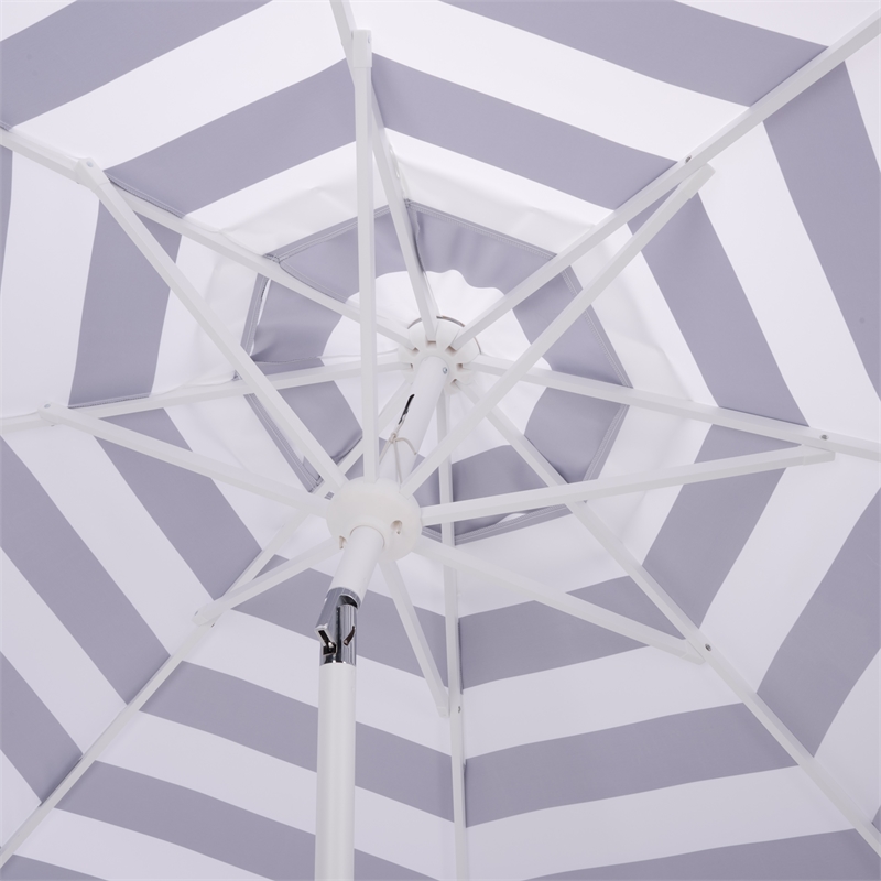 Safavieh Lucerna 9 Ft Metal and Fabric Crank Umbrella in Navy  / White