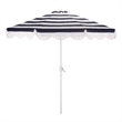 Safavieh Lucerna 9 Ft Metal and Fabric Crank Umbrella in Navy  / White
