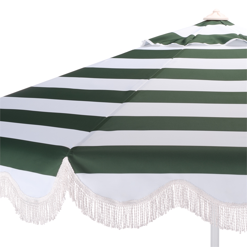 Safavieh Lucerna 9 Ft Metal and Fabric Crank Umbrella in Green / White