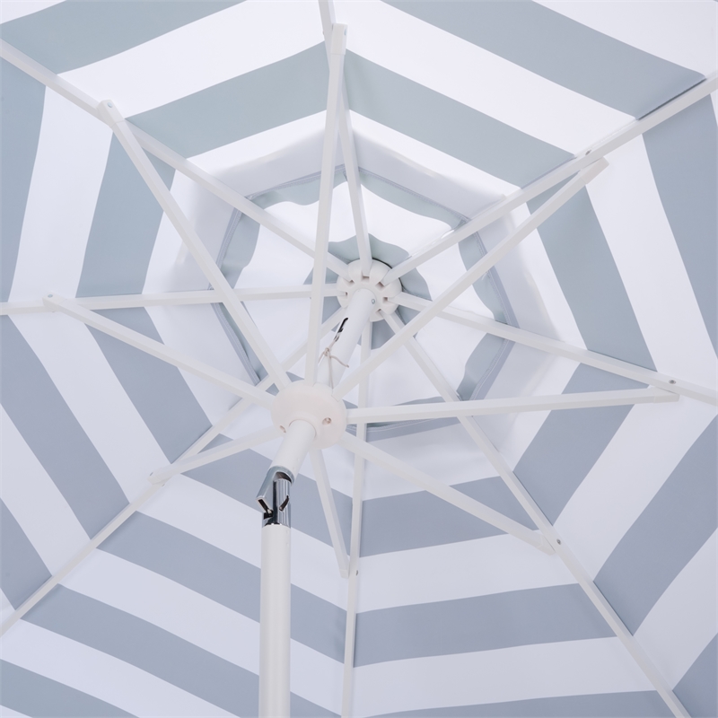 Safavieh Lucerna 9 Ft Metal and Fabric Crank Umbrella in Green / White