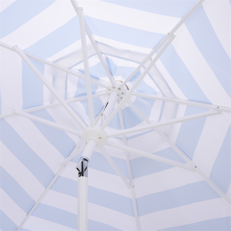 Safavieh Lucerna 9 Ft Metal and Fabric Crank Umbrella in Baby Blue / White