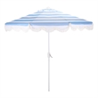 Safavieh Lucerna 9 Ft Metal and Fabric Crank Umbrella in Baby Blue / White