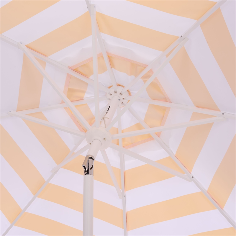 Safavieh Lucerna 9 Ft Metal and Fabric Crank Umbrella in Yellow / White