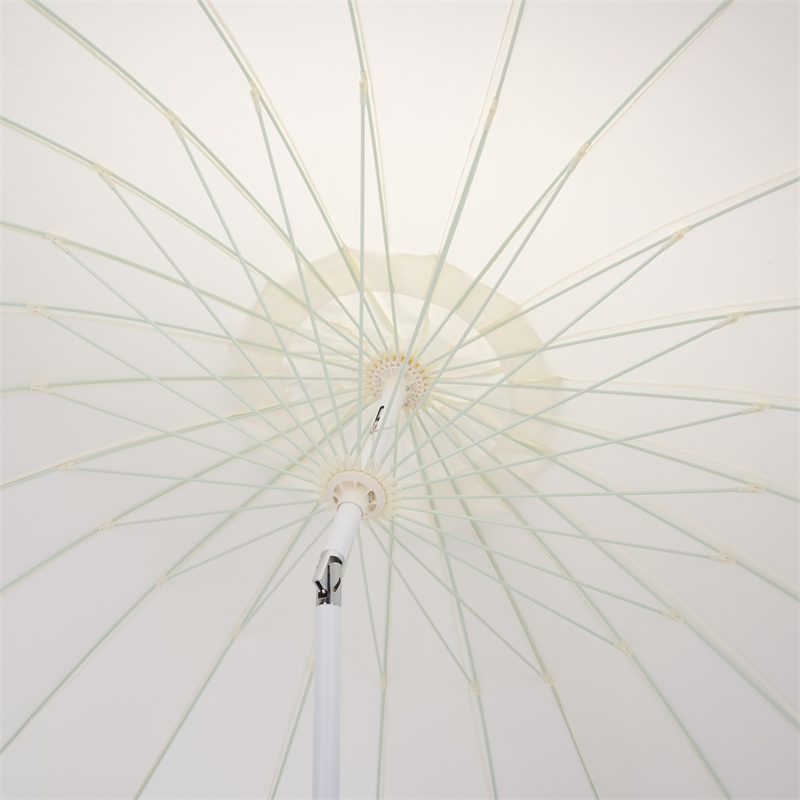 Safavieh Panza 9 Ft Metal and Fabric Crank Umbrella  in Ivory / White