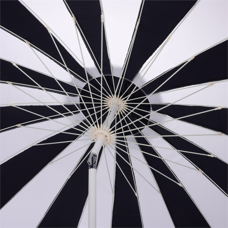 Safavieh Panza 9 Ft Metal and Fabric Crank Umbrella in Navy / White