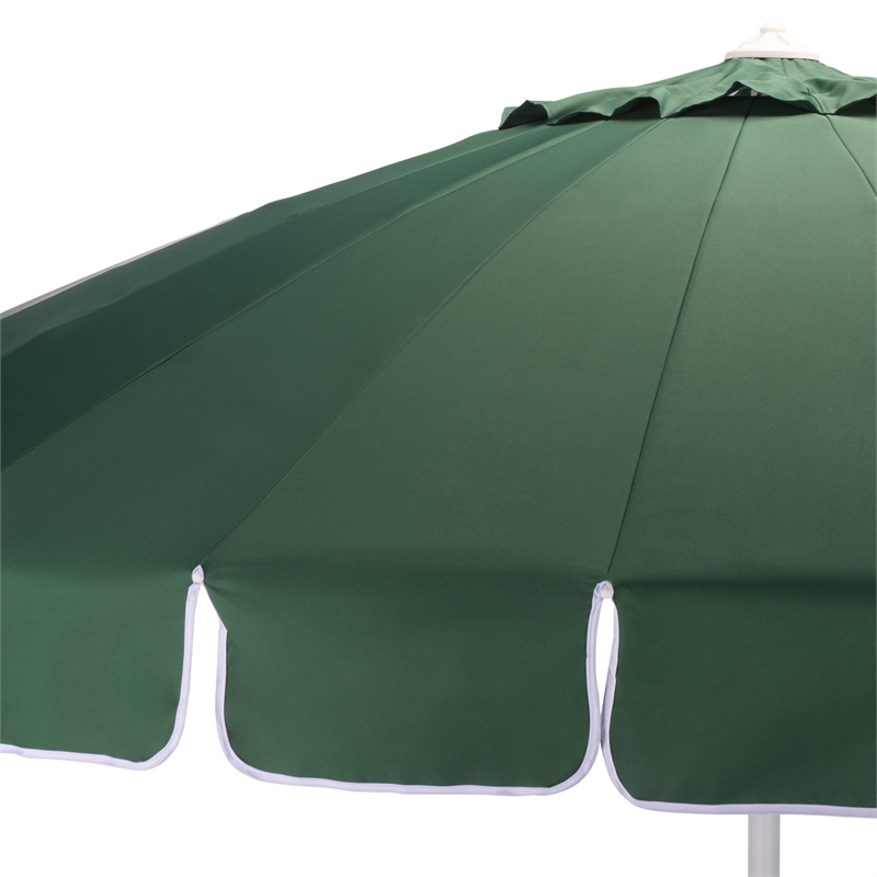 Safavieh Panza 9 Ft Metal and Fabric Crank Umbrella in Green / White